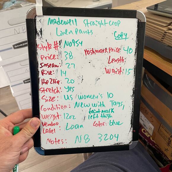 Madewell Pull On Straight Crop Linen Blend Casual Pants US Women's 10 New - Picture 9 of 9